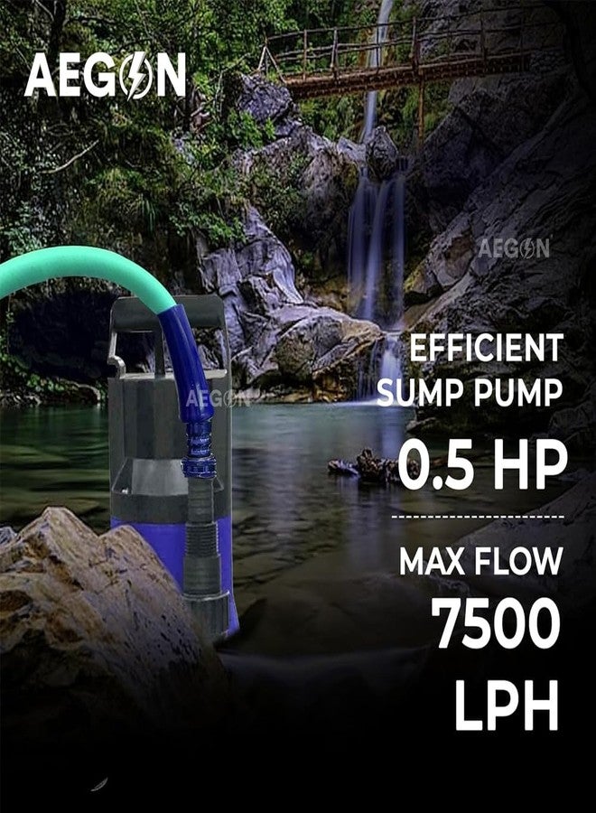 AEGON مضخة صرف صحي غاطسة من النحاس النقي Aegon ASP400، أحادية الطور IPX8، 0.5 حصان، 400 واط | مضخة تصريف مياه مزودة بمفتاح عائم - 7500 لتر/ساعة، ارتفاع 4.5 متر (أرجواني داكن) - Image 4